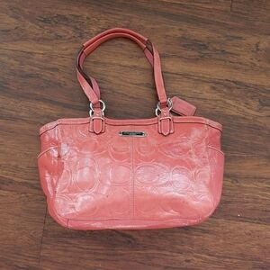 Coach Coral Patent Leather Shoulder Bag Flawed